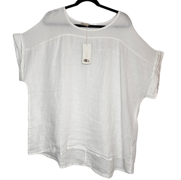 NWT Bellambra 100% Linen Gauze White Short Sleeve Top Made In Italy Size 3X - Picture 6 of 16
